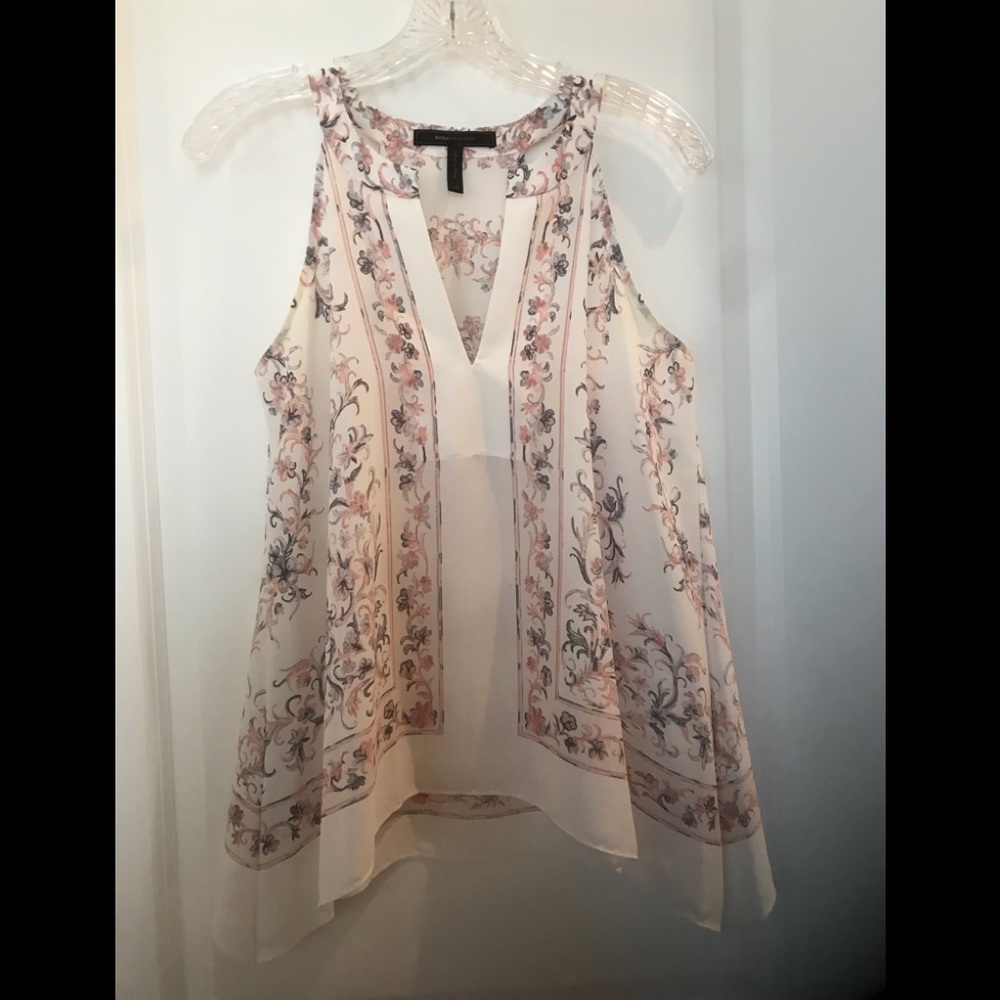 BCBG Max Azria Sleeveless Scarf Print Hi-Lo Top XS